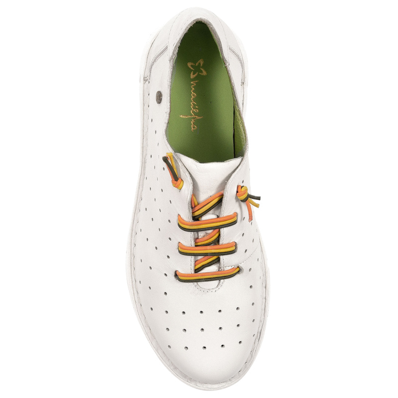 Maciejka Leather Perforated Lightweight Shoes With Colorful Laces White P6811-11-00-1