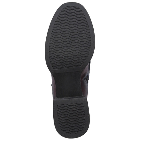 Maciejka Leather Two-Tone Ankle Boots Decorative Strap Block Heel Burgundy-Navy A6747-23/00-8