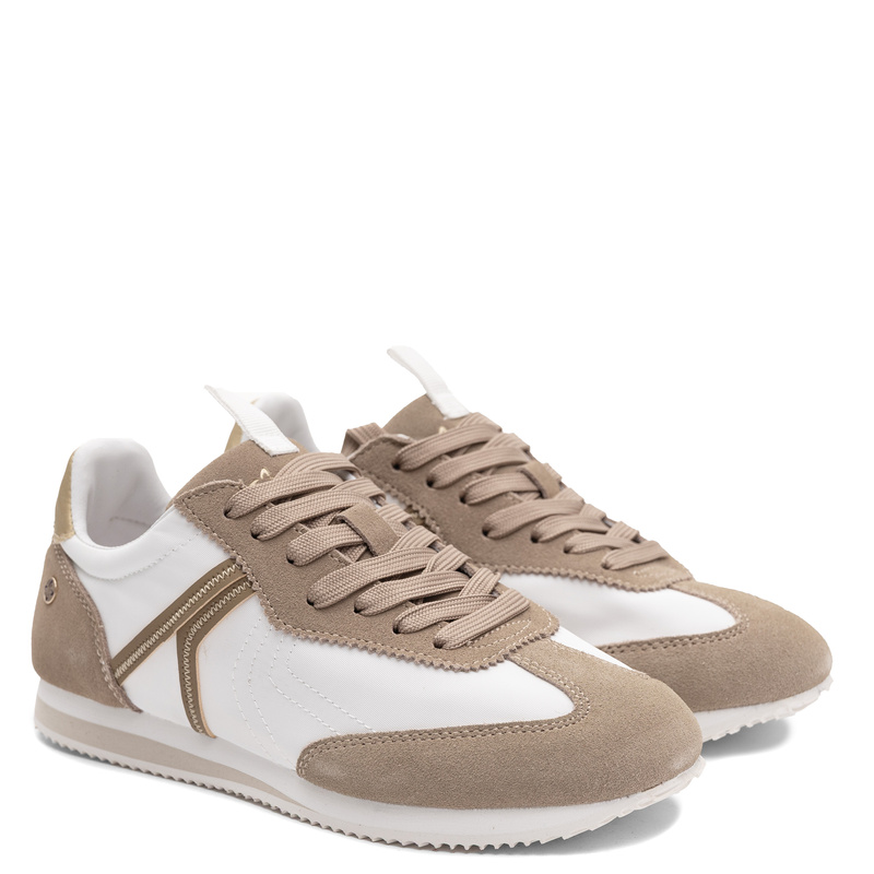 Maciejka Leather Lace-Up Sneakers Gold Details White Beige M7355-04/00-7