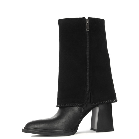Maciejka Block-Heel Boots Suede and Leather Black K7206-01/00-8
