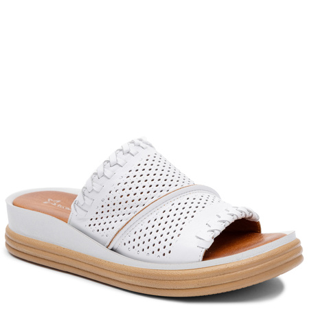 Maciejka Leather Platform Mules White L7630-11/00-1