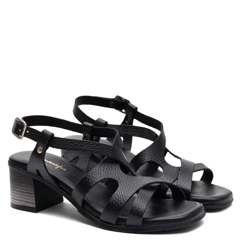 Maciejka Leather Block Heel Sandals Black E7399-01/00-1