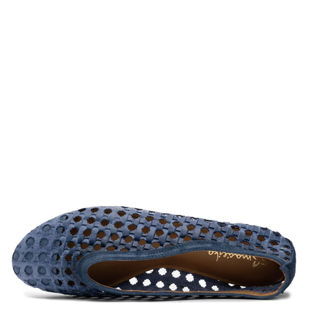 Maciejka Leather Perforated Slip-On Flats Navy 07307-20/00-0
