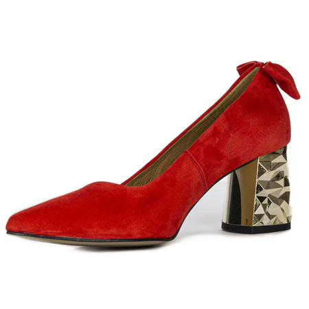 Maciejka Pumps Velour Gold-Faceted Block Heel Red 5334S-08/00-1