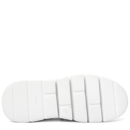 Maciejka Sneakersy Skórzane Na Platformie Biało-Złote 06891-11/00-8