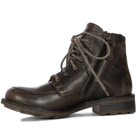 Maciejka Leather Lace-Up Warm Ankle Boots Brown 07063-02/00-8