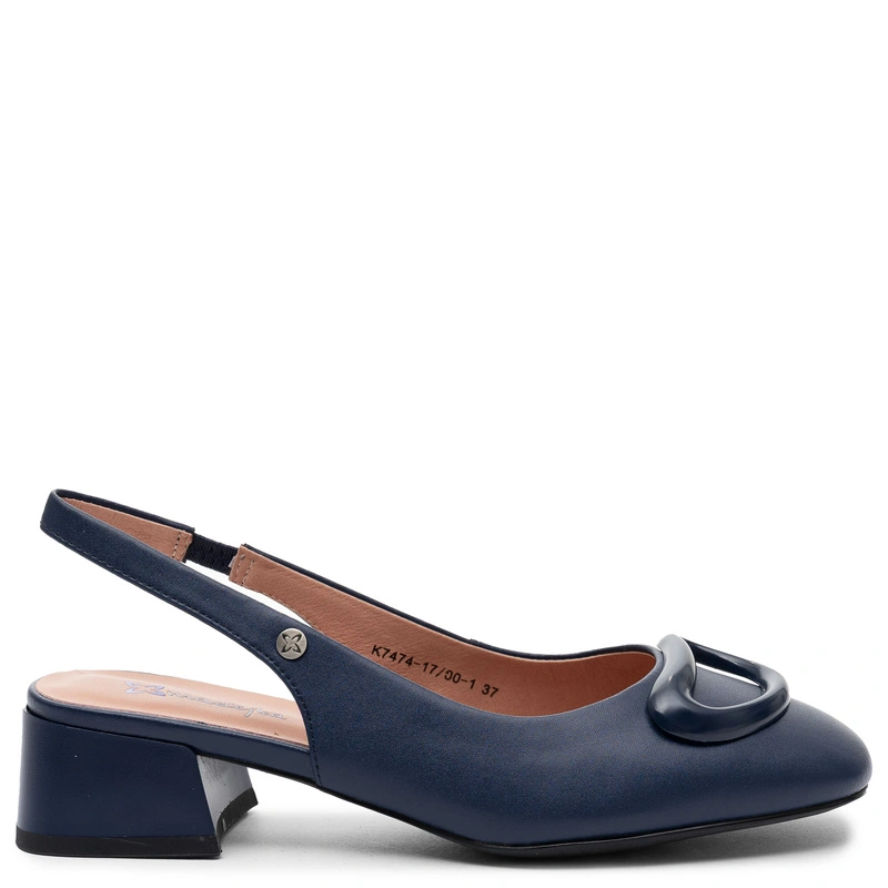 Maciejka Leather Slingback Pumps Decorative Buckle Navy Blue K7474-17/00-1