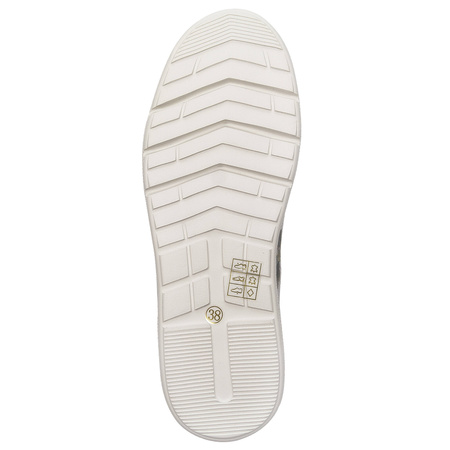 Maciejka Skórzane Sneakersy Kwiatowy Wzór Perłowe Detale Popiel N6482-38/00-1
