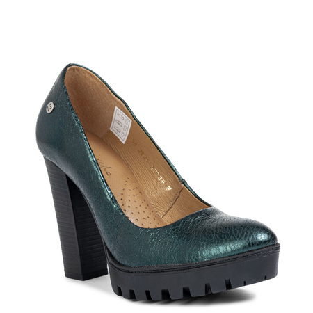 Maciejka Pumps 2629W-03/00-1 Green Metallic with Thick Heels - Stylish Women's Shoes