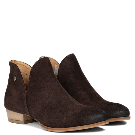 Maciejka Craftsmanship Asymmetric Suede Ankle Boots Low Heel Chocolate Brown 04091-79/00-5