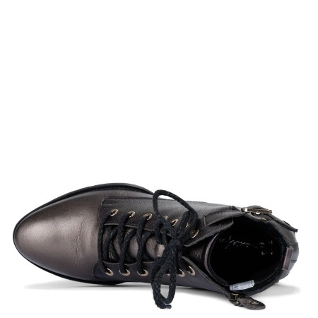 Maciejka Natural Leather Lace-Up Boots Metallic Bronze with Strap Detail 07128-02-00-8