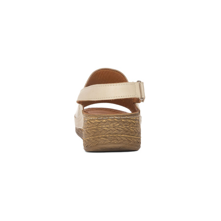 Maciejka Leather Elegant Sandals Wedge Beige L7067-04/00-1
