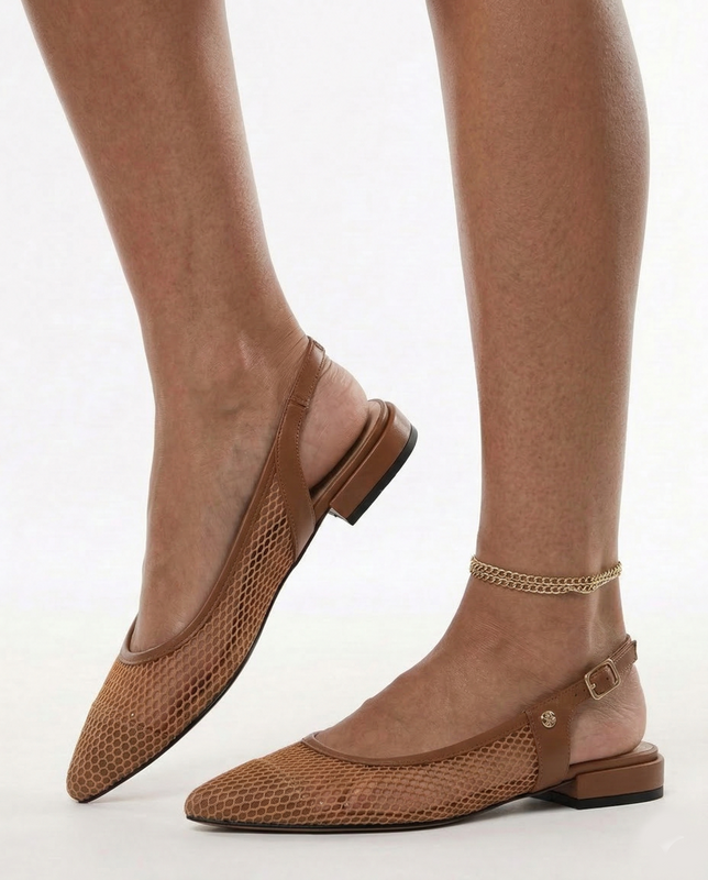 Maciejka Slingback Flats Mesh Pointed Toe Brown K7525-29/00-1