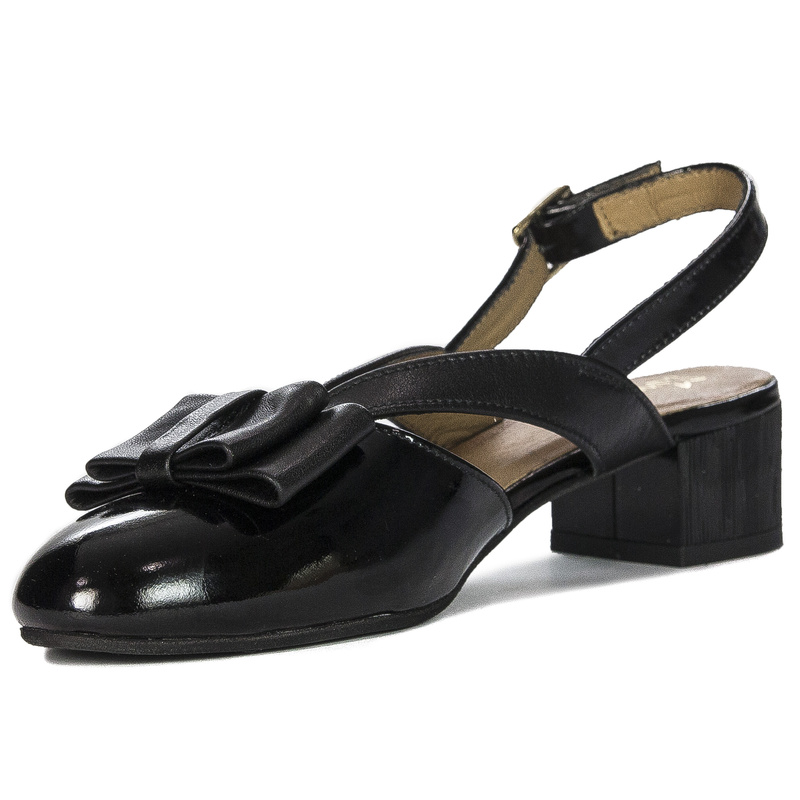Maciejka Leather Black Pattented Women's Sandals 06487-01/00-1