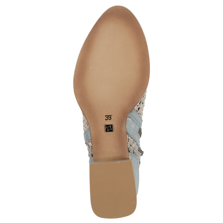 Maciejka botki ażurowe skórzane jasny niebieski 06397-34/00-1