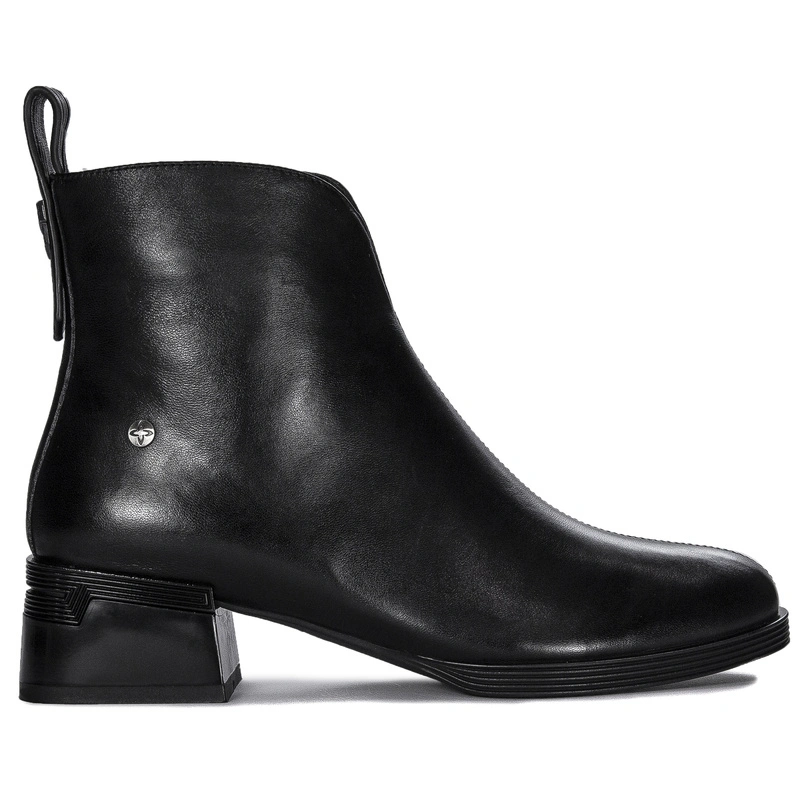 Maciejka Leather Ankle Boots Low Square Heel Black N3118-01/00-8