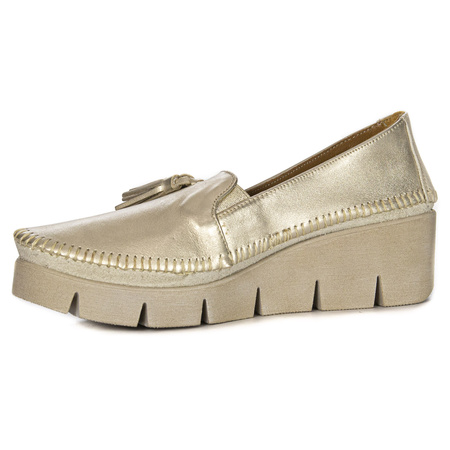 Maciejka Gold Leather Flat Shoes 06410-25/00-1