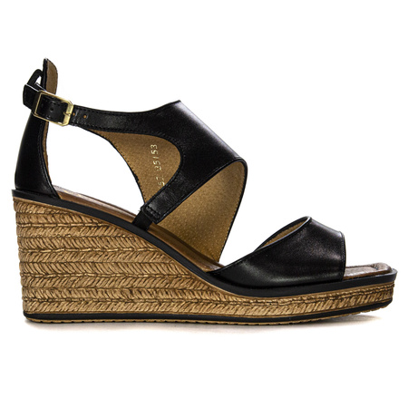 Maciejka Sandały espadryle damskie na koturnach czarny 06657-01/00-5