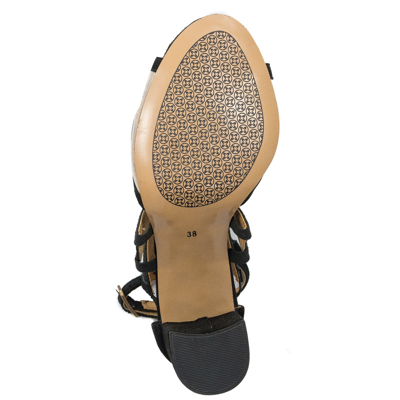 Maciejka Women's sandals in natural leather gold + black