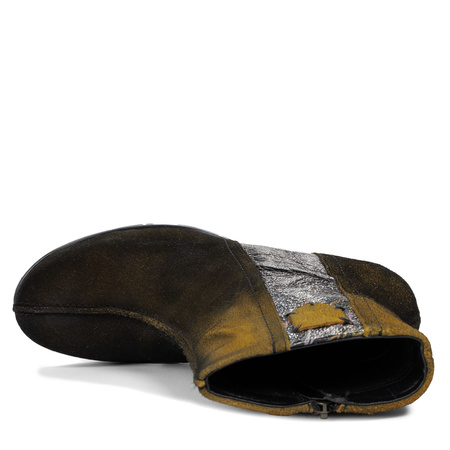 Maciejka Premium Suede Ankle Boots Block Heel Gradient Black Yellow 06155-07/00-7