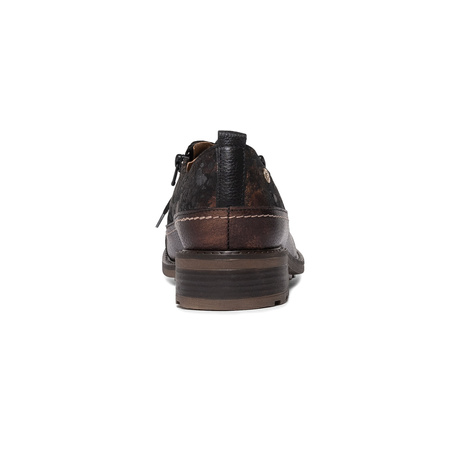Maciejka Leather Lace-Up Shoes with Dual Zippers Textured Brown 07056-02-00-1