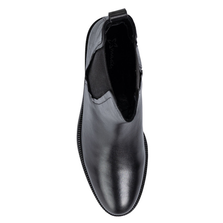 Maciejka Chelsea Leather Ankle Boots Croc-Embossed Heel Black H7173-01/00-7