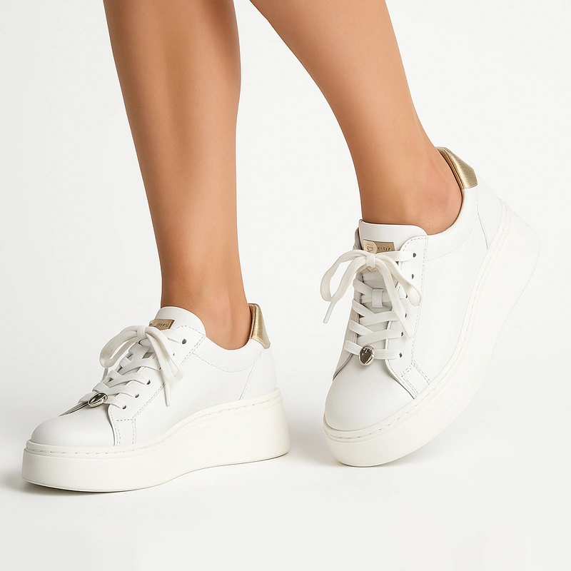 Maciejka Women’s Leather Platform Sneakers — White 06191-11/00-8