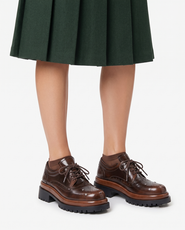 Maciejka Women's Leather Platform Shoes Timeless Design Elegant Brown K7725-02/00-1