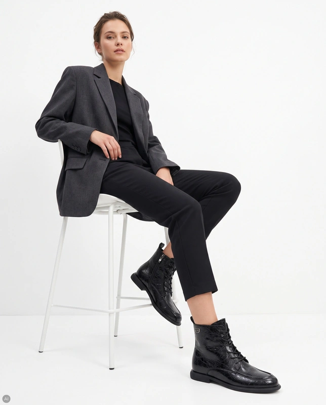 Filippo Patent Leather Lace-Up Ankle Boots Black DBT8142-26-BK
