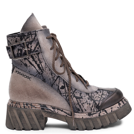 Maciejka Leather Artisan Patterned Platform Boots Brown 07625-02/00-8