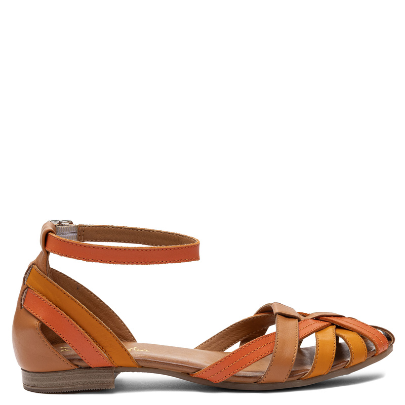 Maciejka Leather Sandals With Closed Toe And Heel On Flat Sole Orange P7539-18/00-1