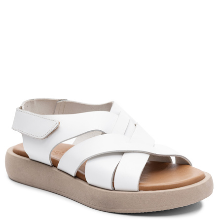 Maciejka White Leather Platform Sandals E7397-11/00-0