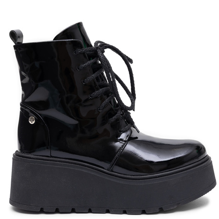 Maciejka Leather Platform Boots Black 6762W-20/00-6