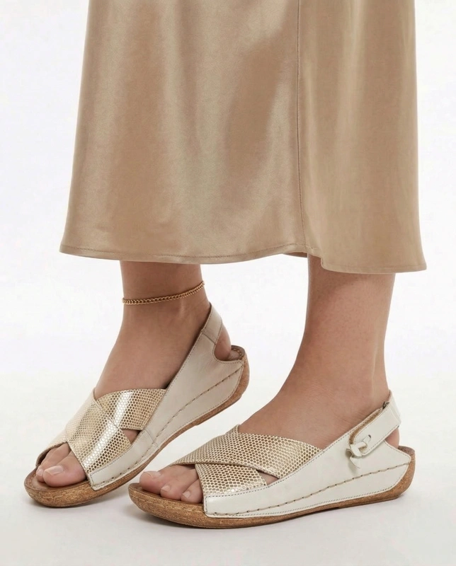 Maciejka Leather Sandals White Gold 00994-37/00-5