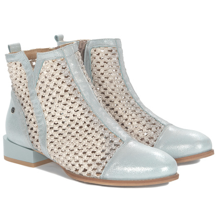 Maciejka ankle boots perforated leather side zip light blue 06397-34/00-1