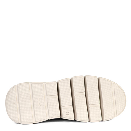 Maciejka Sneakersy Skórzane Na Platformie Z Biżuteryjnym Detalem Biało-Szaro-Miedziane 6891W-02/00-8