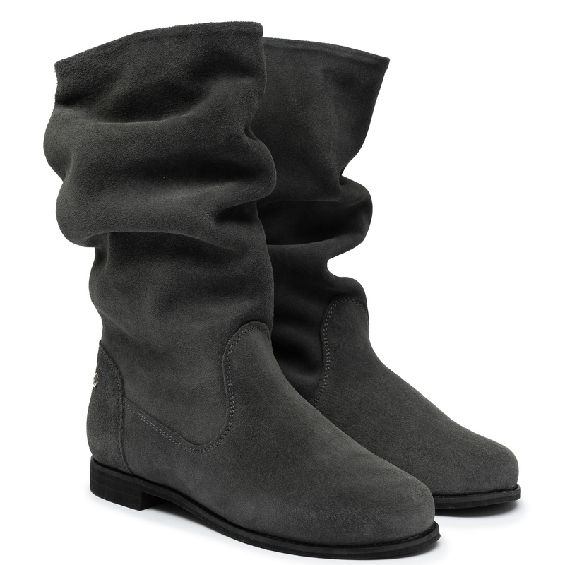 Maciejka Genuine Suede Leather Slouchy Boots Flat Heel Grey 5057W-13/00-6