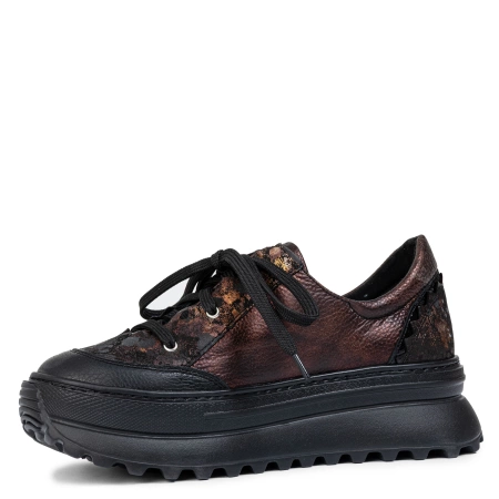 Maciejka Leather Platform Shoes with Unique Lacing System Bronze 06562-25/00-8