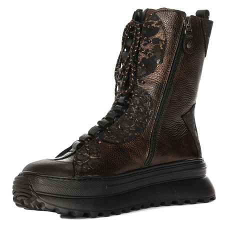 Maciejka Women's Leather Boots on Platform Brown