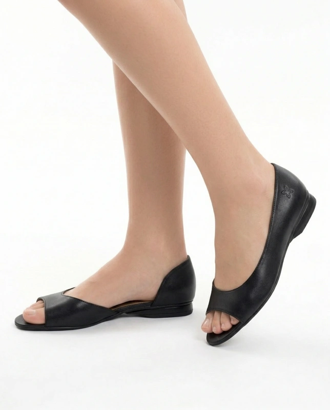 Maciejka Leather Shoes With Open Toe With Closed Heel Black 00554-01/00-1