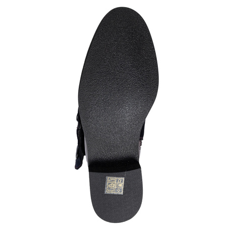 Maciejka Botki Skórzane Z Zamszową Klapą I Guzikami Bordowe H7172-23/00-7