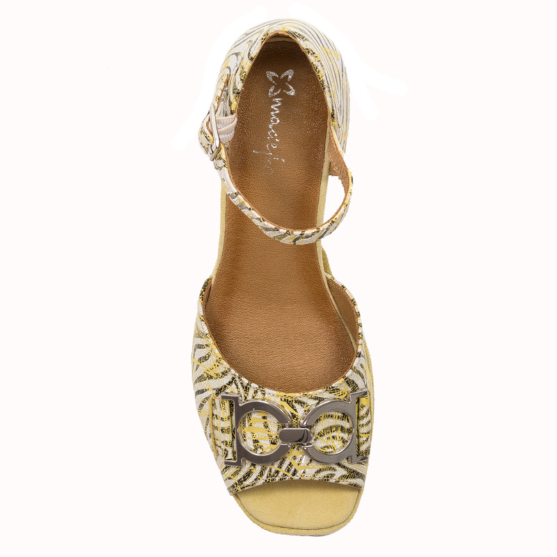 Maciejka Women's sandals in natural velor leather yellow