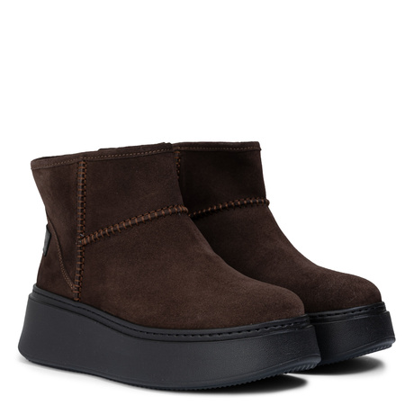 Maciejka Velour Boots on Thick Platform Brown 06257-12-00-4