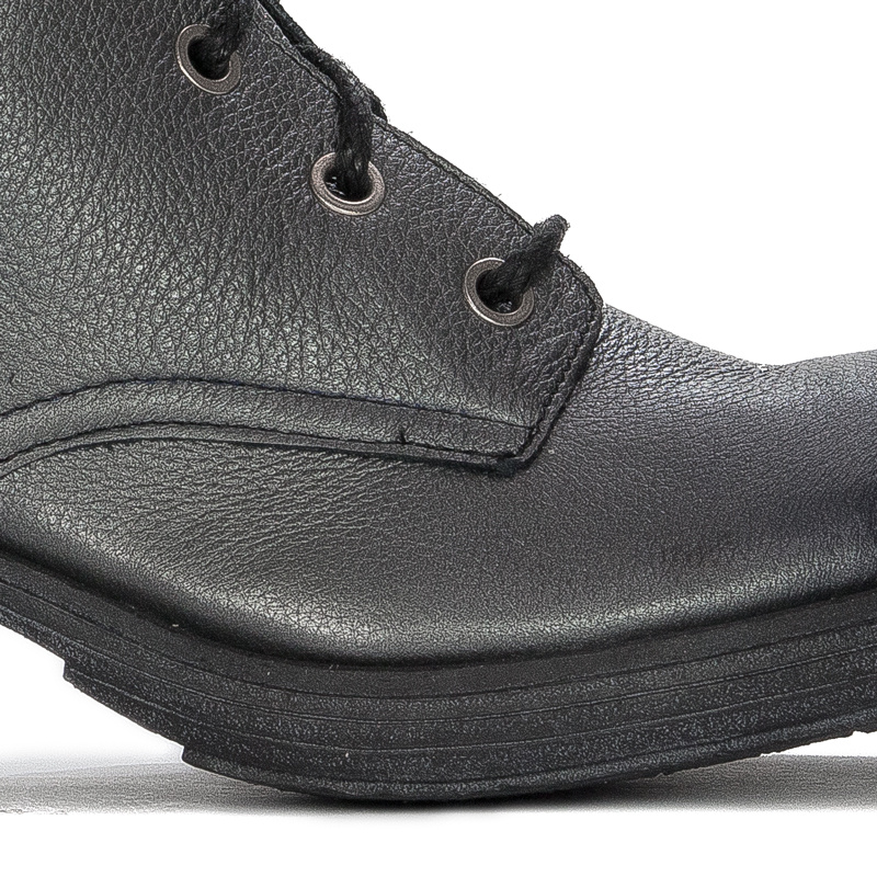 Maciejka Premium Leather Lace-Up Block Heel Boots Graphite 3750S-20/00-3