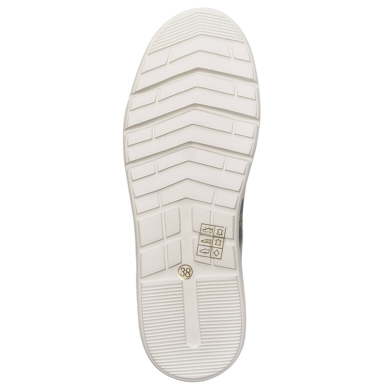 Maciejka Leather Platform Sneakers Floral Pattern Pearl Details in Ash Grey N6482-38/00-1
