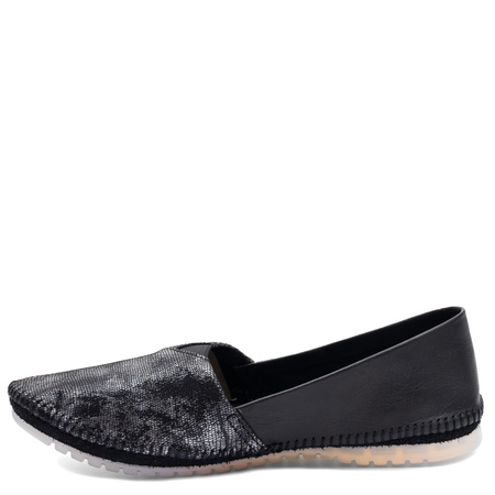 Maciejka Leather Loafers Artistic Silver Black 1930W-52/00-0