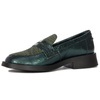 Maciejka Premium Leather Loafers Metallic Velour Print Green 06250-09/00-1
