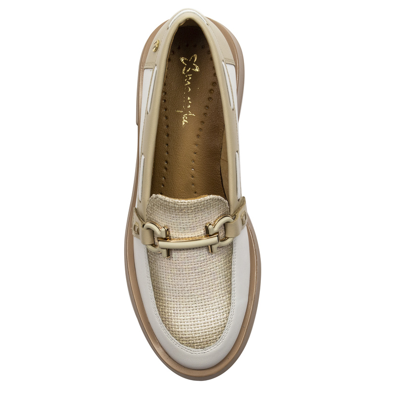 Maciejka Woman's Leather White + Beige Flat Shoes