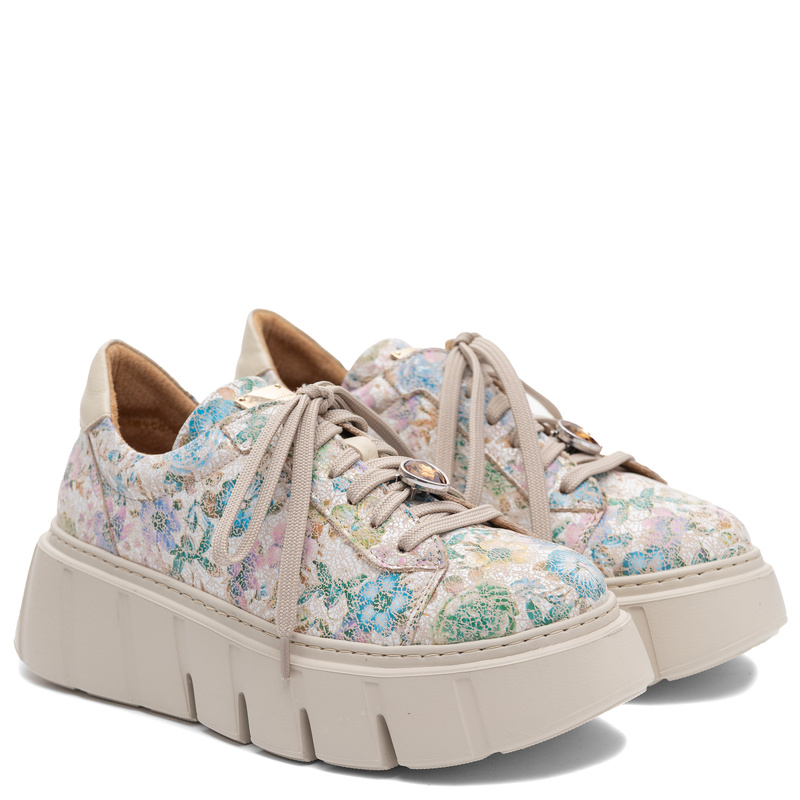 Maciejka Leather Platform Sneakers Floral Multi-Color 6891W-05/00-8
