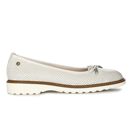 Maciejka White Leather Flat Shoes P6509-11/00-1